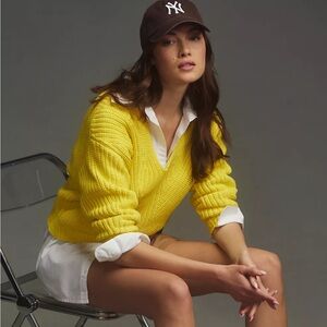 🧡 Anthropologie X Maeve V-Neck Sculptured Pullover Sweater